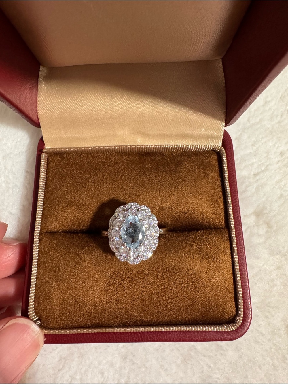 Blue Topaz Halo Cocktail Ring